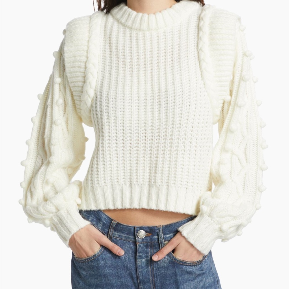 Farm Rio Shaker Stitched cropped sweater